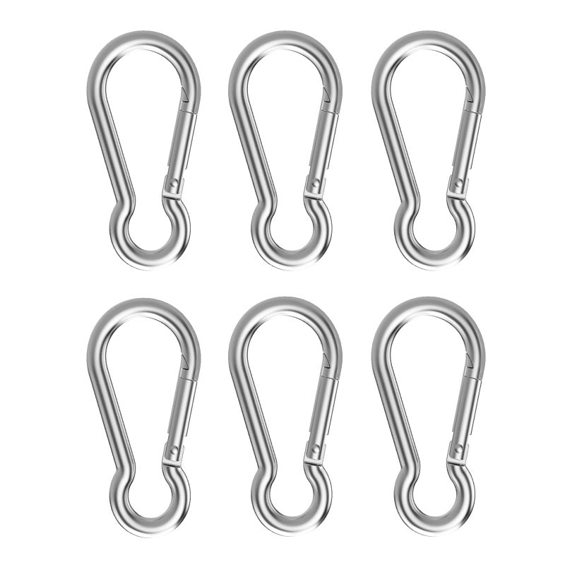 DELSWIN 6 Pcs Carabiner Clip Spring Snap Hook - 304 Stainless Steel Quick Link Clips  Heavy Duty Snap Hook for Gym Equipment  Outdoor Shade Sails  Camping Hiking Hammock Swing(M8 80mm  can Hold 500lbs) - Image 1